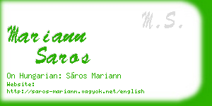 mariann saros business card