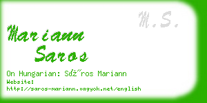 mariann saros business card